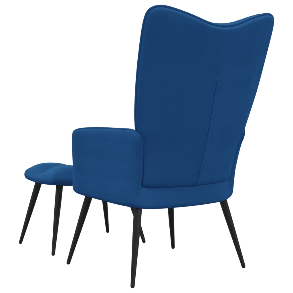 Relaxstoel met voetenbank fluweel blauw Fauteuils & Relaxfauteuils | Creëer jouw Trendy Thuis | Gratis bezorgd & Retour | Trendy.nl