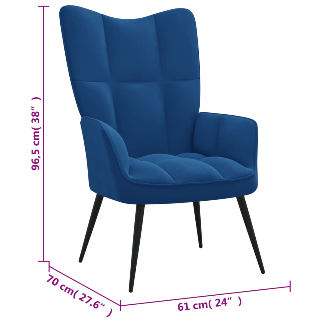 Relaxstoel met voetenbank fluweel blauw Fauteuils & Relaxfauteuils | Creëer jouw Trendy Thuis | Gratis bezorgd & Retour | Trendy.nl