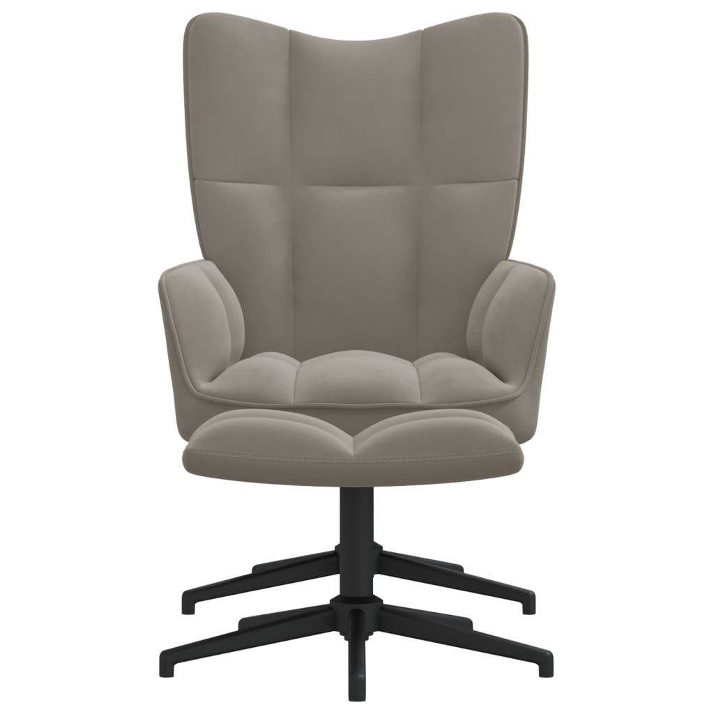 Relaxstoel met voetenbank fluweel lichtgrijs Fauteuils & Relaxfauteuils | Creëer jouw Trendy Thuis | Gratis bezorgd & Retour | Trendy.nl