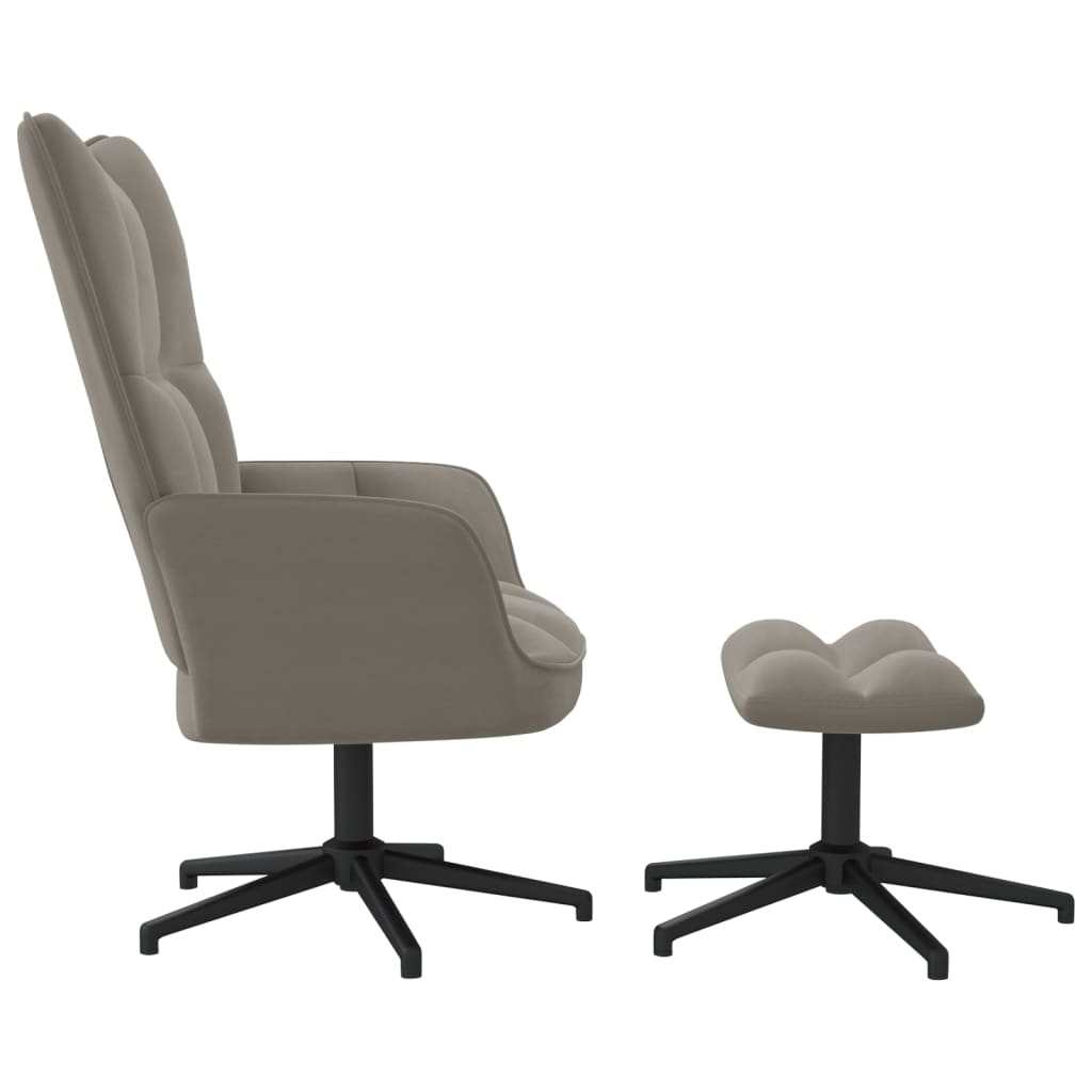 Relaxstoel met voetenbank fluweel lichtgrijs Fauteuils & Relaxfauteuils | Creëer jouw Trendy Thuis | Gratis bezorgd & Retour | Trendy.nl