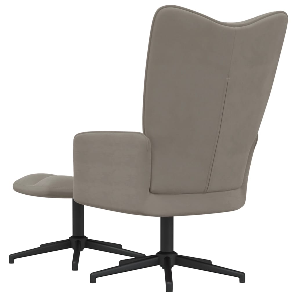 Relaxstoel met voetenbank fluweel lichtgrijs Fauteuils & Relaxfauteuils | Creëer jouw Trendy Thuis | Gratis bezorgd & Retour | Trendy.nl