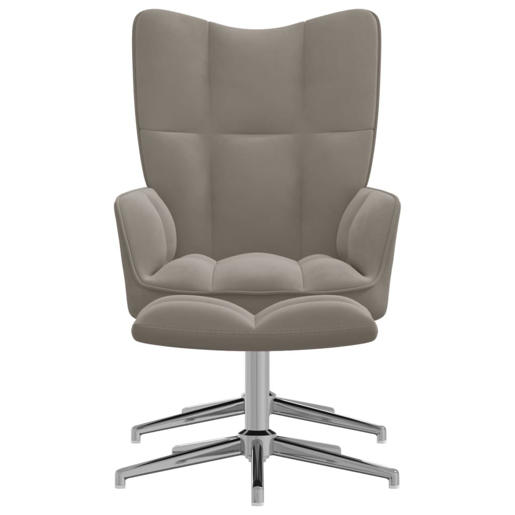 Relaxstoel met voetenbank fluweel lichtgrijs Fauteuils & Relaxfauteuils | Creëer jouw Trendy Thuis | Gratis bezorgd & Retour | Trendy.nl