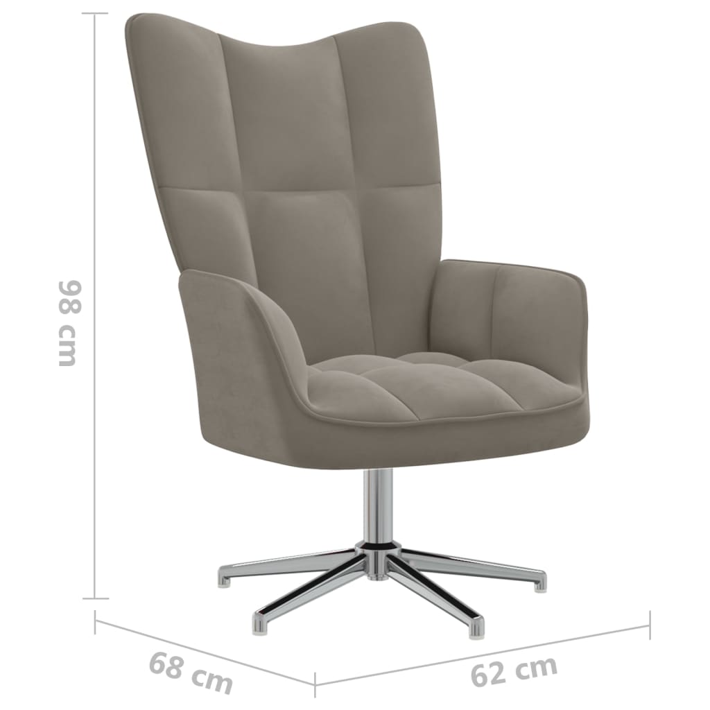 Relaxstoel met voetenbank fluweel lichtgrijs Fauteuils & Relaxfauteuils | Creëer jouw Trendy Thuis | Gratis bezorgd & Retour | Trendy.nl