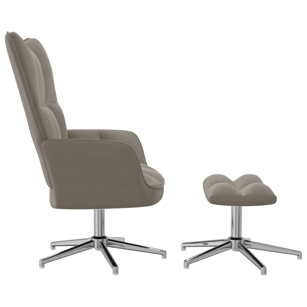 Relaxstoel met voetenbank fluweel lichtgrijs Fauteuils & Relaxfauteuils | Creëer jouw Trendy Thuis | Gratis bezorgd & Retour | Trendy.nl