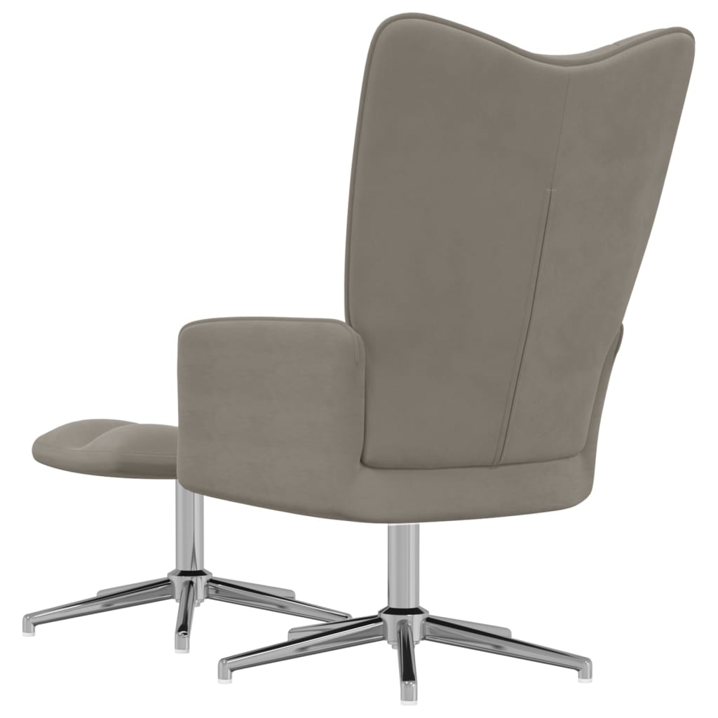 Relaxstoel met voetenbank fluweel lichtgrijs Fauteuils & Relaxfauteuils | Creëer jouw Trendy Thuis | Gratis bezorgd & Retour | Trendy.nl