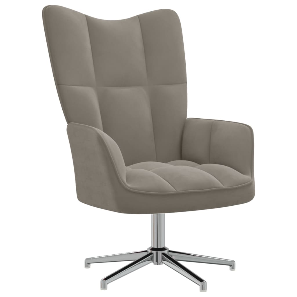 Relaxstoel met voetenbank fluweel lichtgrijs Fauteuils & Relaxfauteuils | Creëer jouw Trendy Thuis | Gratis bezorgd & Retour | Trendy.nl