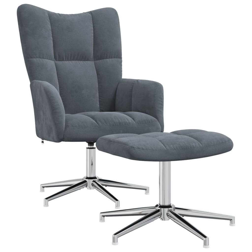 Relaxstoel met voetenbank fluweel donkergrijs Fauteuils & Relaxfauteuils | Creëer jouw Trendy Thuis | Gratis bezorgd & Retour | Trendy.nl