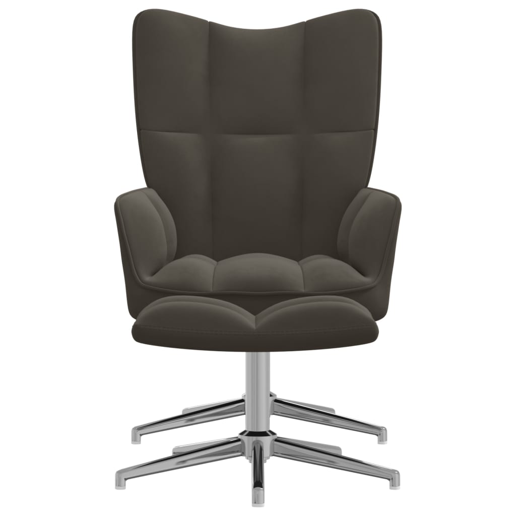 Relaxstoel met voetenbank fluweel donkergrijs Fauteuils & Relaxfauteuils | Creëer jouw Trendy Thuis | Gratis bezorgd & Retour | Trendy.nl