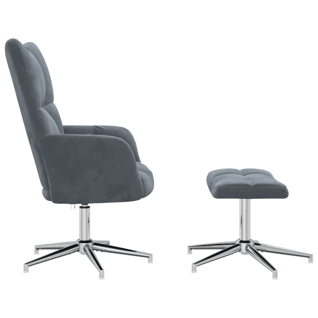 Relaxstoel met voetenbank fluweel donkergrijs Fauteuils & Relaxfauteuils | Creëer jouw Trendy Thuis | Gratis bezorgd & Retour | Trendy.nl