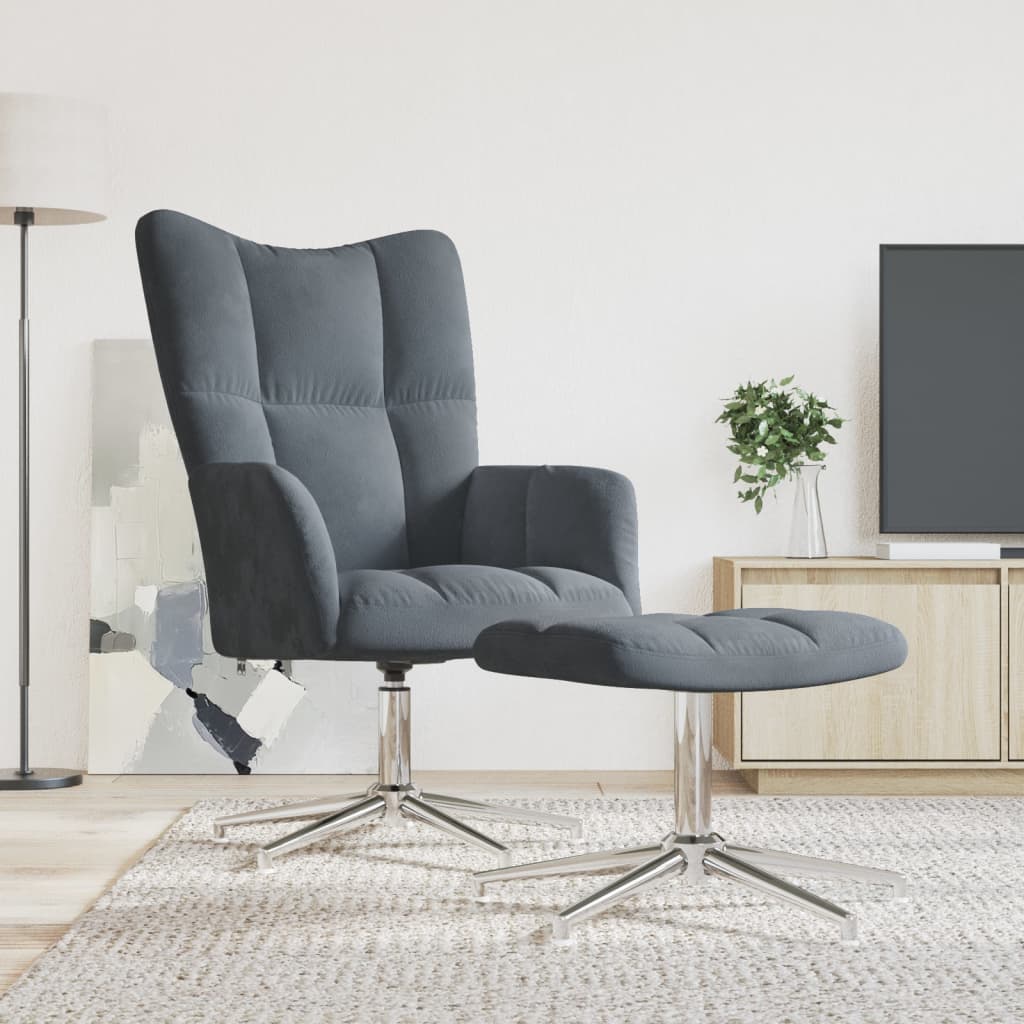 Relaxstoel met voetenbank fluweel donkergrijs Fauteuils & Relaxfauteuils | Creëer jouw Trendy Thuis | Gratis bezorgd & Retour | Trendy.nl