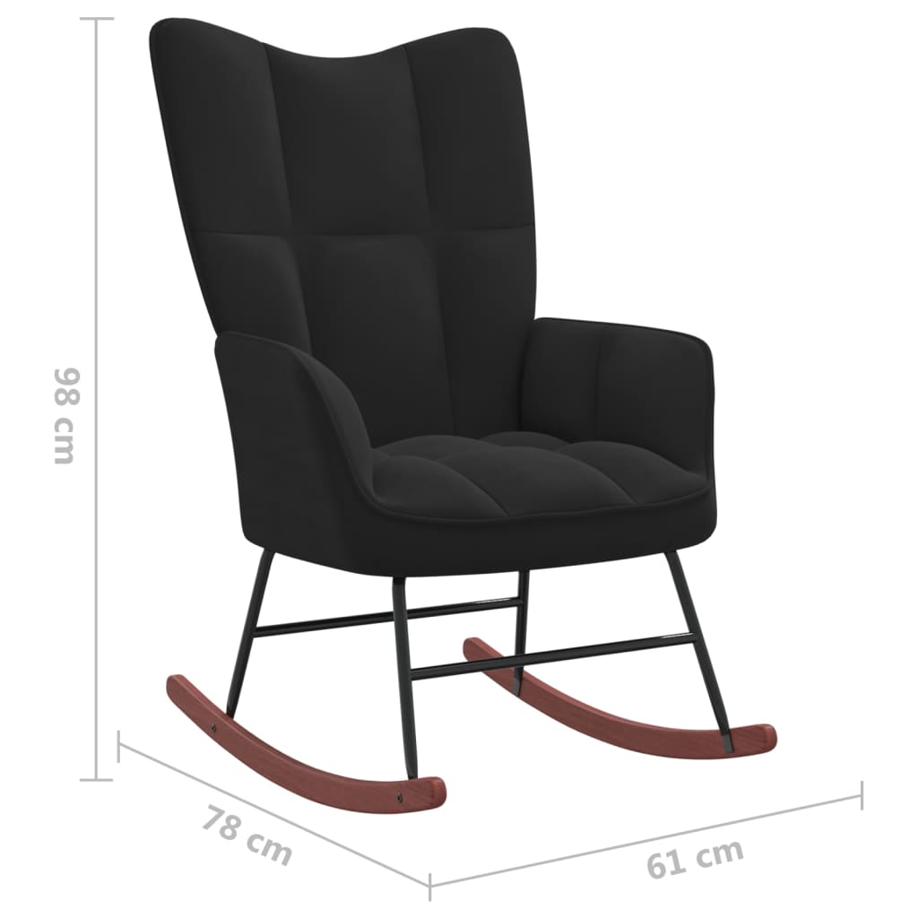 Schommelstoel met voetenbank fluweel zwart Schommelstoelen | Creëer jouw Trendy Thuis | Gratis bezorgd & Retour | Trendy.nl