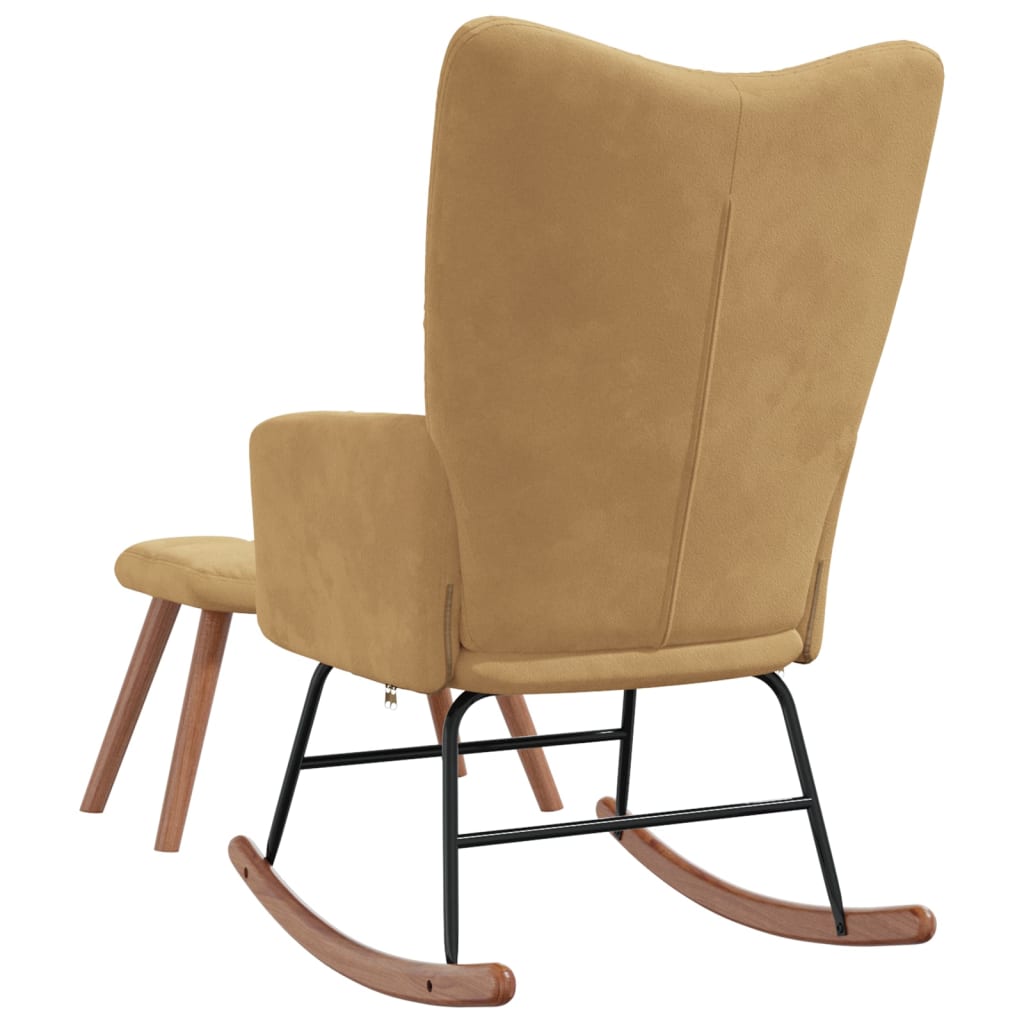 Schommelstoel met voetenbank fluweel bruin Schommelstoelen | Creëer jouw Trendy Thuis | Gratis bezorgd & Retour | Trendy.nl