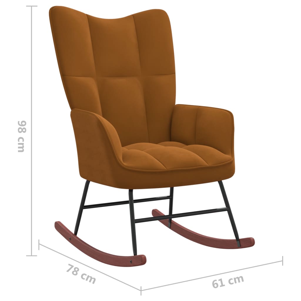 Schommelstoel met voetenbank fluweel bruin Schommelstoelen | Creëer jouw Trendy Thuis | Gratis bezorgd & Retour | Trendy.nl