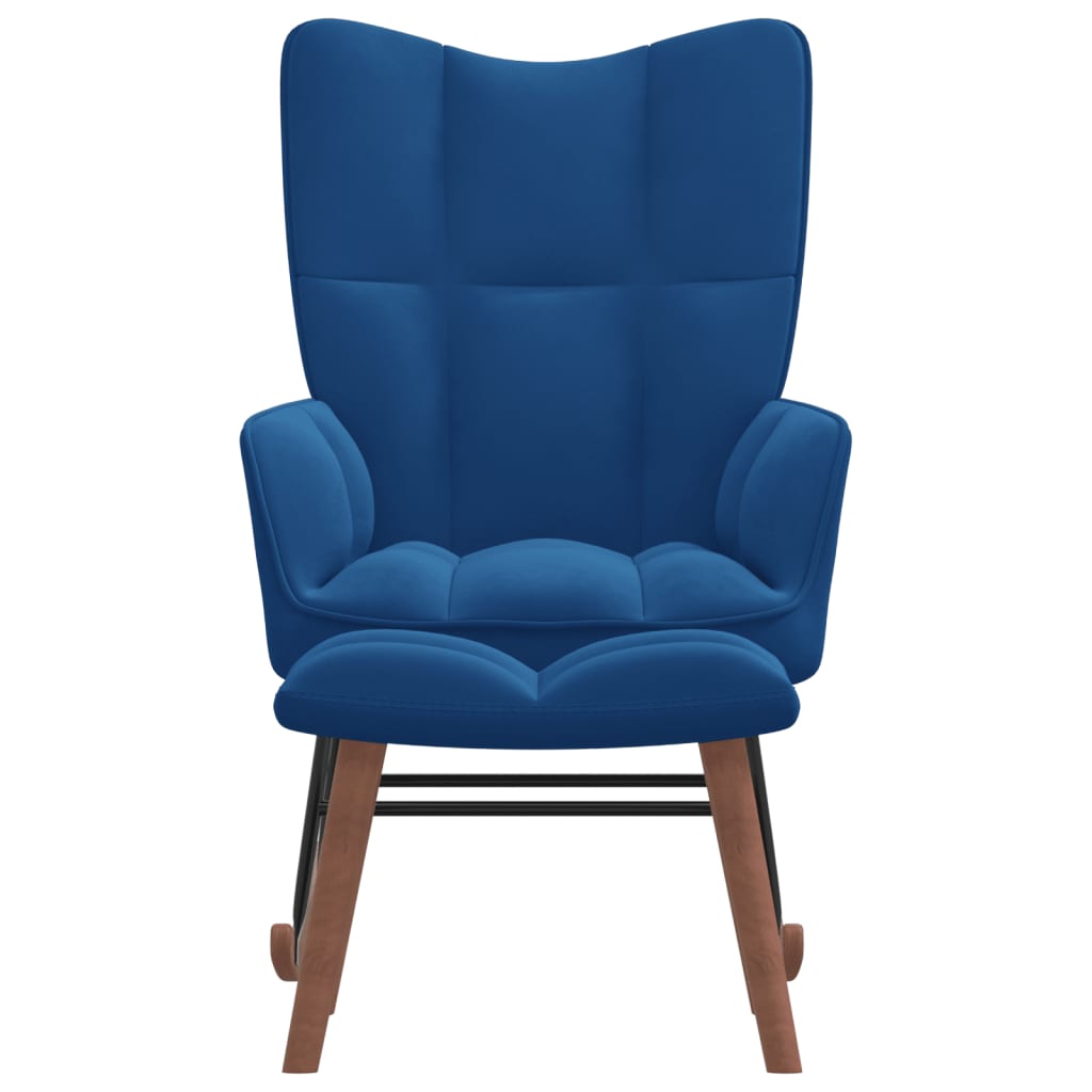 Schommelstoel met voetenbank fluweel blauw Schommelstoelen | Creëer jouw Trendy Thuis | Gratis bezorgd & Retour | Trendy.nl