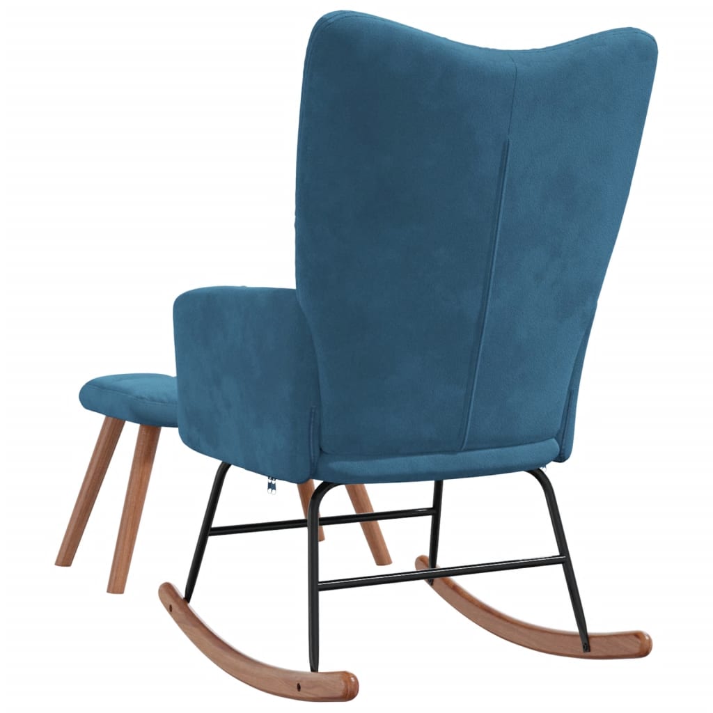 Schommelstoel met voetenbank fluweel blauw Schommelstoelen | Creëer jouw Trendy Thuis | Gratis bezorgd & Retour | Trendy.nl