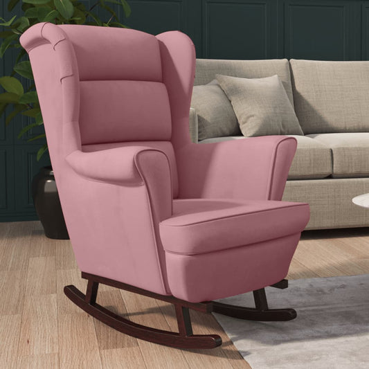 Schommelstoel met massief rubberwood poten fluweel roze Schommelstoelen | Creëer jouw Trendy Thuis | Gratis bezorgd & Retour | Trendy.nl