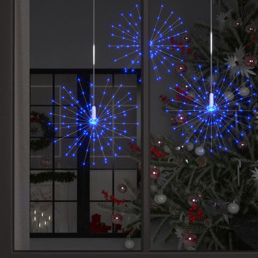 10 st Kerstverlichting vuurwerk 1400 LED's buiten 20 cm blauw