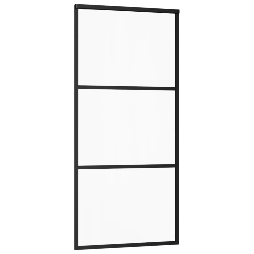 Schuifdeur 90x205 cm ESG-glas en aluminium zwart