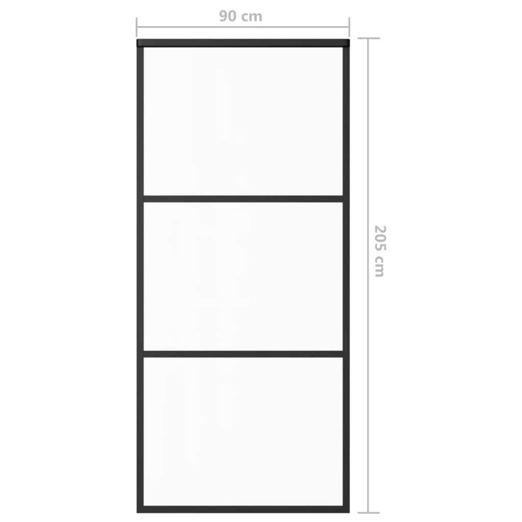 Schuifdeur 90x205 cm ESG-glas en aluminium zwart