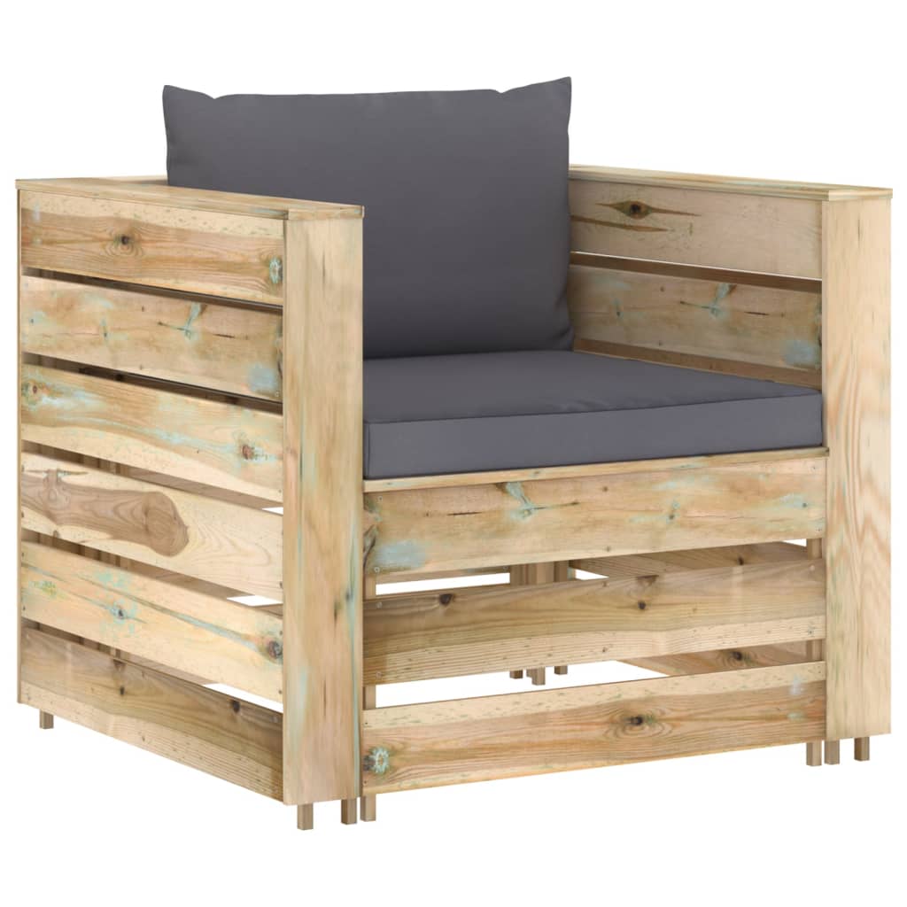 2-delige Loungeset met kussens groen geïmpregneerd hout Tuinsets | Creëer jouw Trendy Thuis | Gratis bezorgd & Retour | Trendy.nl