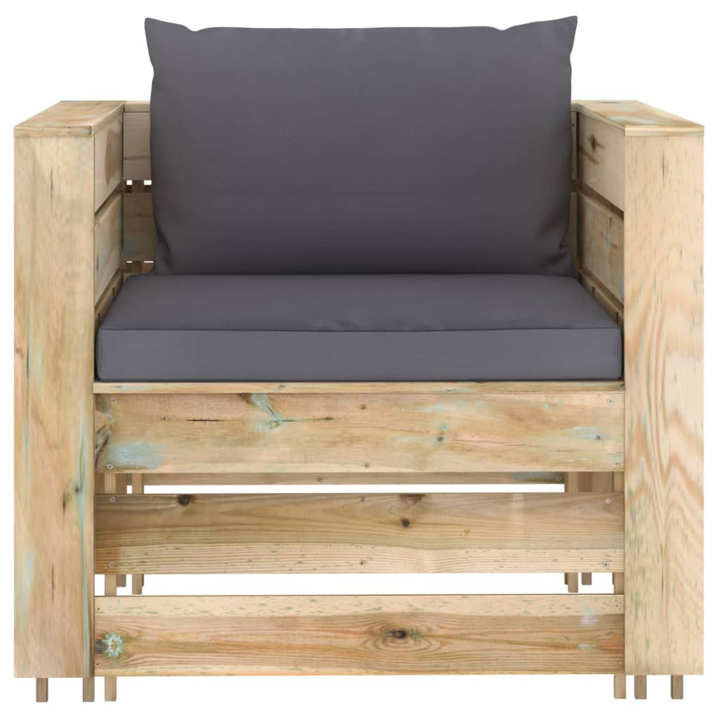 2-delige Loungeset met kussens groen geïmpregneerd hout Tuinsets | Creëer jouw Trendy Thuis | Gratis bezorgd & Retour | Trendy.nl