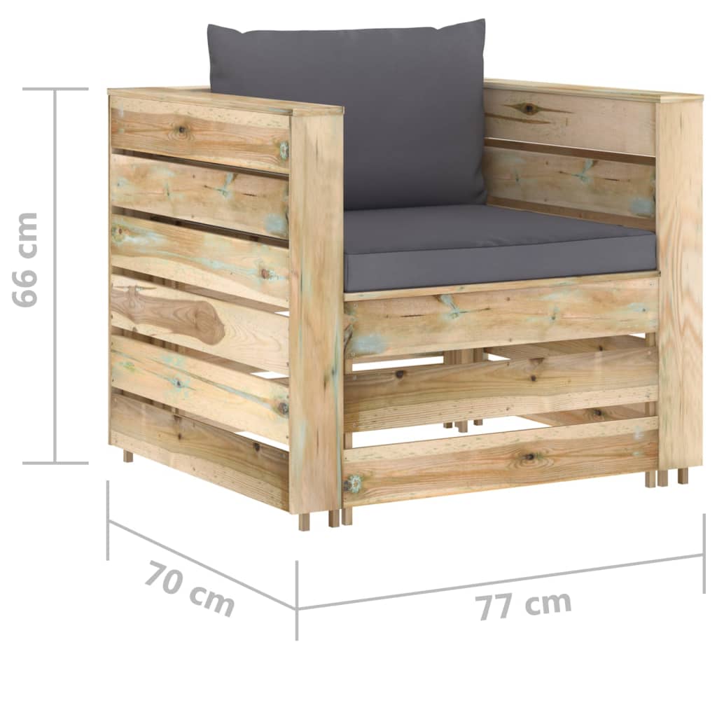 2-delige Loungeset met kussens groen geïmpregneerd hout Tuinsets | Creëer jouw Trendy Thuis | Gratis bezorgd & Retour | Trendy.nl