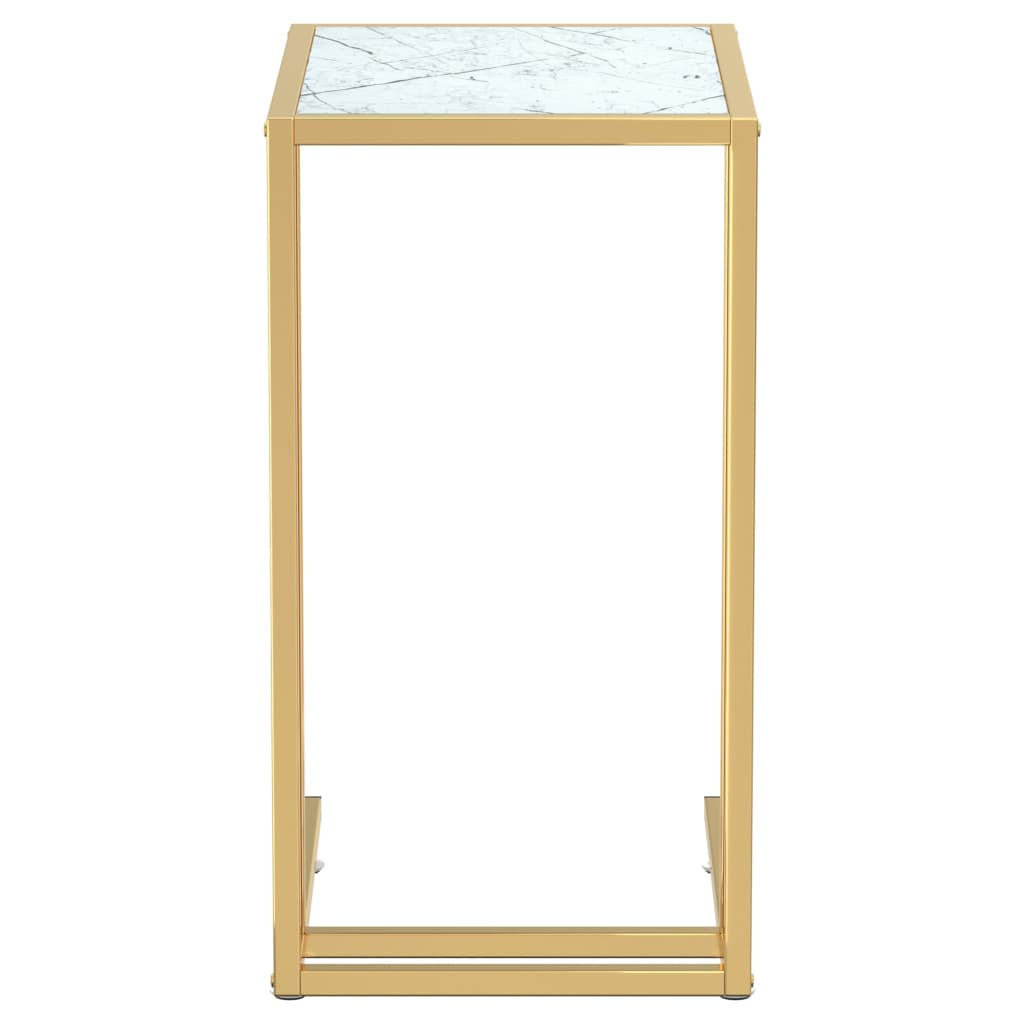 Computer bijzettafel 50x35x65 cm gehard glas witmarmerkleurig Bijzettafels | Creëer jouw Trendy Thuis | Gratis bezorgd & Retour | Trendy.nl