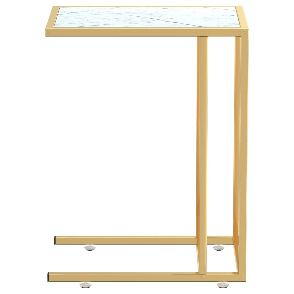 Computer bijzettafel 50x35x65 cm gehard glas witmarmerkleurig Bijzettafels | Creëer jouw Trendy Thuis | Gratis bezorgd & Retour | Trendy.nl