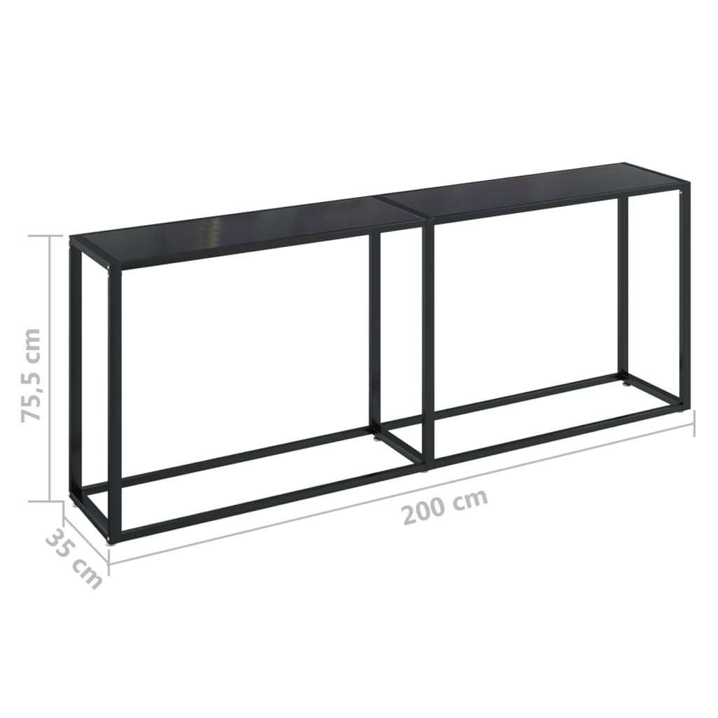 Wandtafel 200x35x75,5 cm gehard glas zwart Bijzettafels | Creëer jouw Trendy Thuis | Gratis bezorgd & Retour | Trendy.nl