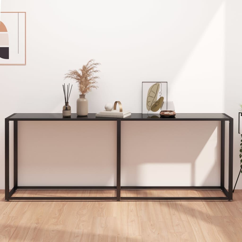 Wandtafel 200x35x75,5 cm gehard glas zwart Bijzettafels | Creëer jouw Trendy Thuis | Gratis bezorgd & Retour | Trendy.nl