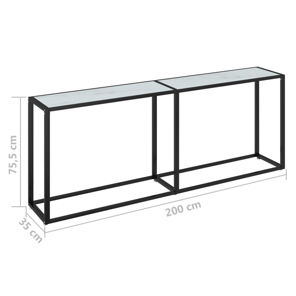 Wandtafel 200x35x75,5 cm gehard glas witmarmerkleurig Bijzettafels | Creëer jouw Trendy Thuis | Gratis bezorgd & Retour | Trendy.nl