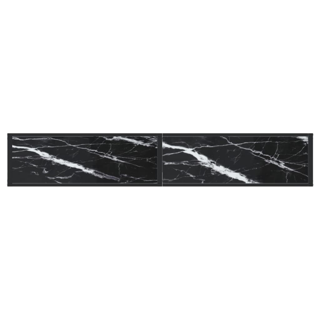 Wandtafel 200x35x75,5 cm gehard glas zwartmarmerkleurig