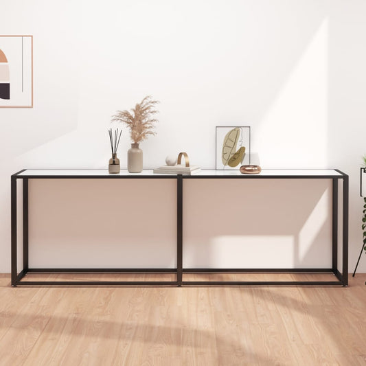 Wandtafel 220x35x75,5 cm gehard glas witmarmerkleurig Bijzettafels | Creëer jouw Trendy Thuis | Gratis bezorgd & Retour | Trendy.nl