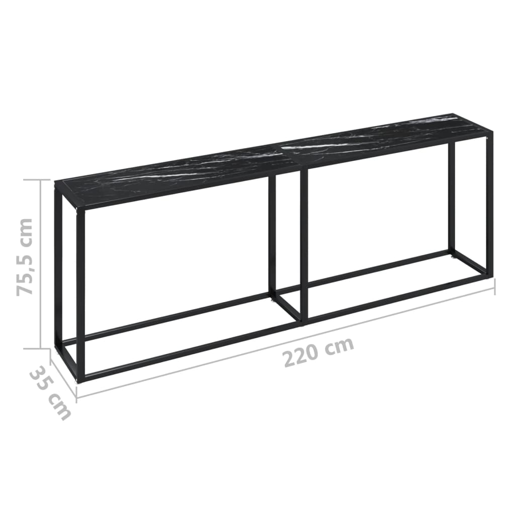 Wandtafel 220x35x75,5 cm gehard glas zwartmarmerkleurig Bijzettafels | Creëer jouw Trendy Thuis | Gratis bezorgd & Retour | Trendy.nl