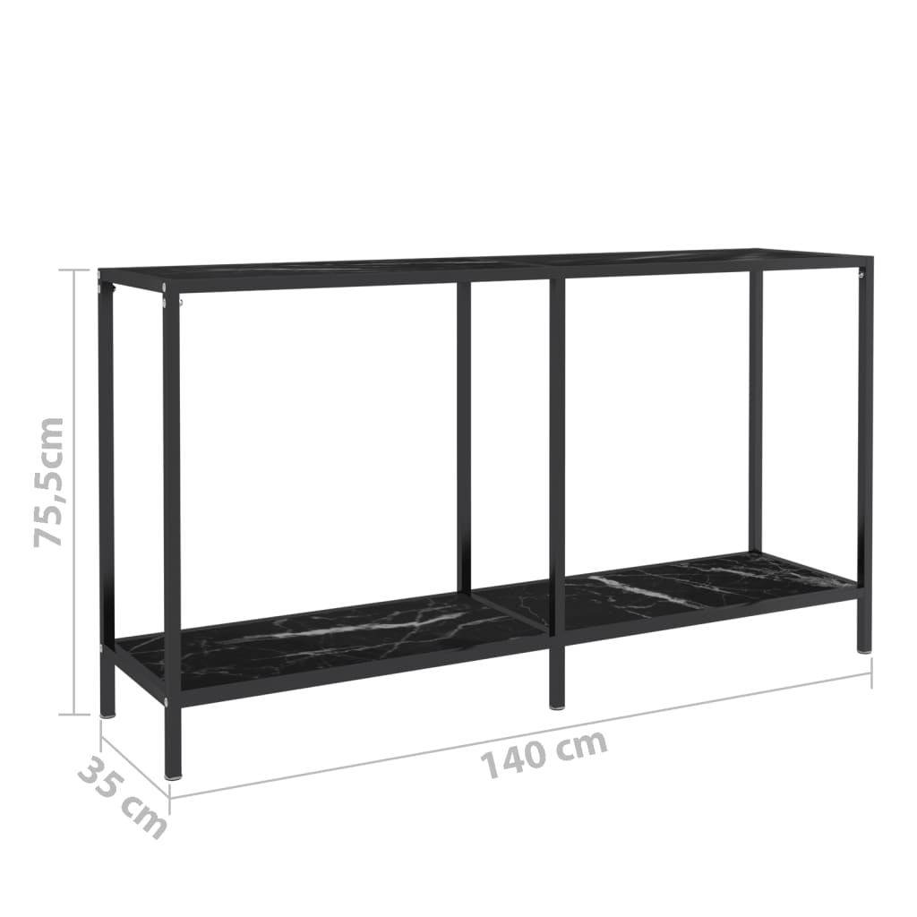 Wandtafel 140x35x75,5 cm gehard glas zwart Bijzettafels | Creëer jouw Trendy Thuis | Gratis bezorgd & Retour | Trendy.nl