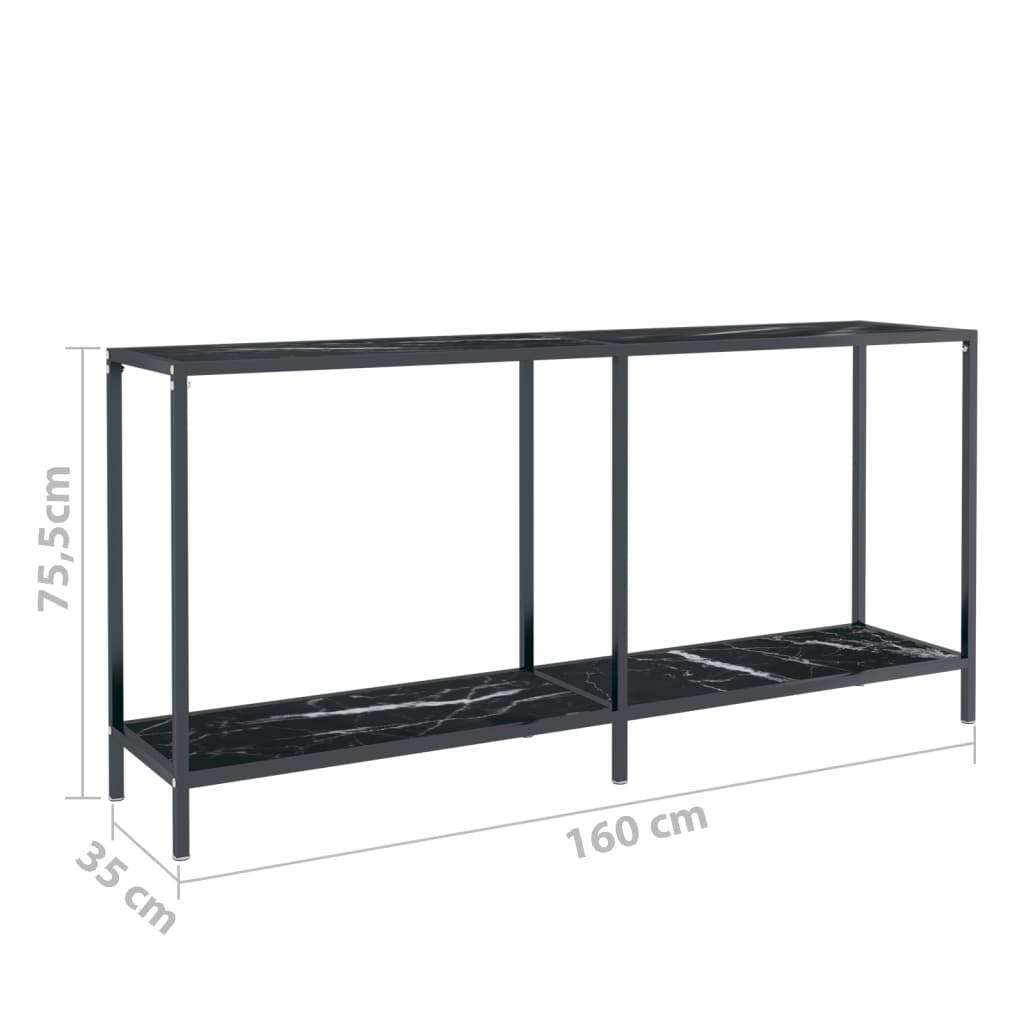 Wandtafel 160x35x75,5 cm gehard glas zwart Bijzettafels | Creëer jouw Trendy Thuis | Gratis bezorgd & Retour | Trendy.nl