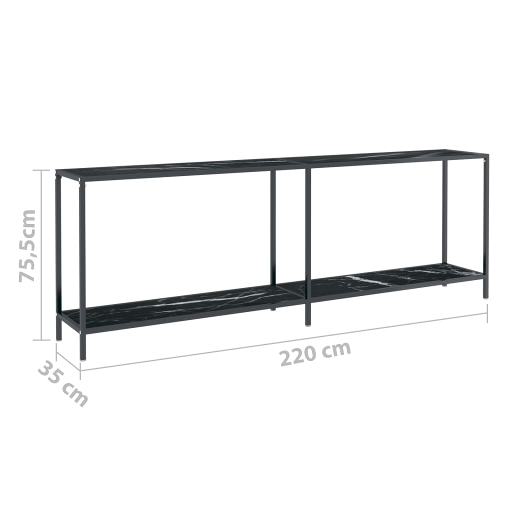 Wandtafel 220x35x75,5 cm gehard glas zwart Bijzettafels | Creëer jouw Trendy Thuis | Gratis bezorgd & Retour | Trendy.nl