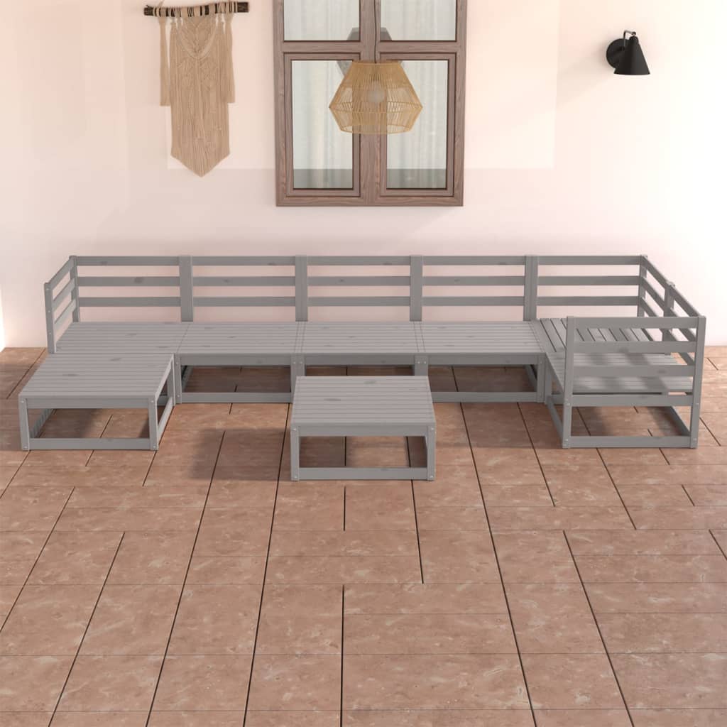 8-delige Loungeset massief grenenhout grijs Tuinsets | Creëer jouw Trendy Thuis | Gratis bezorgd & Retour | Trendy.nl