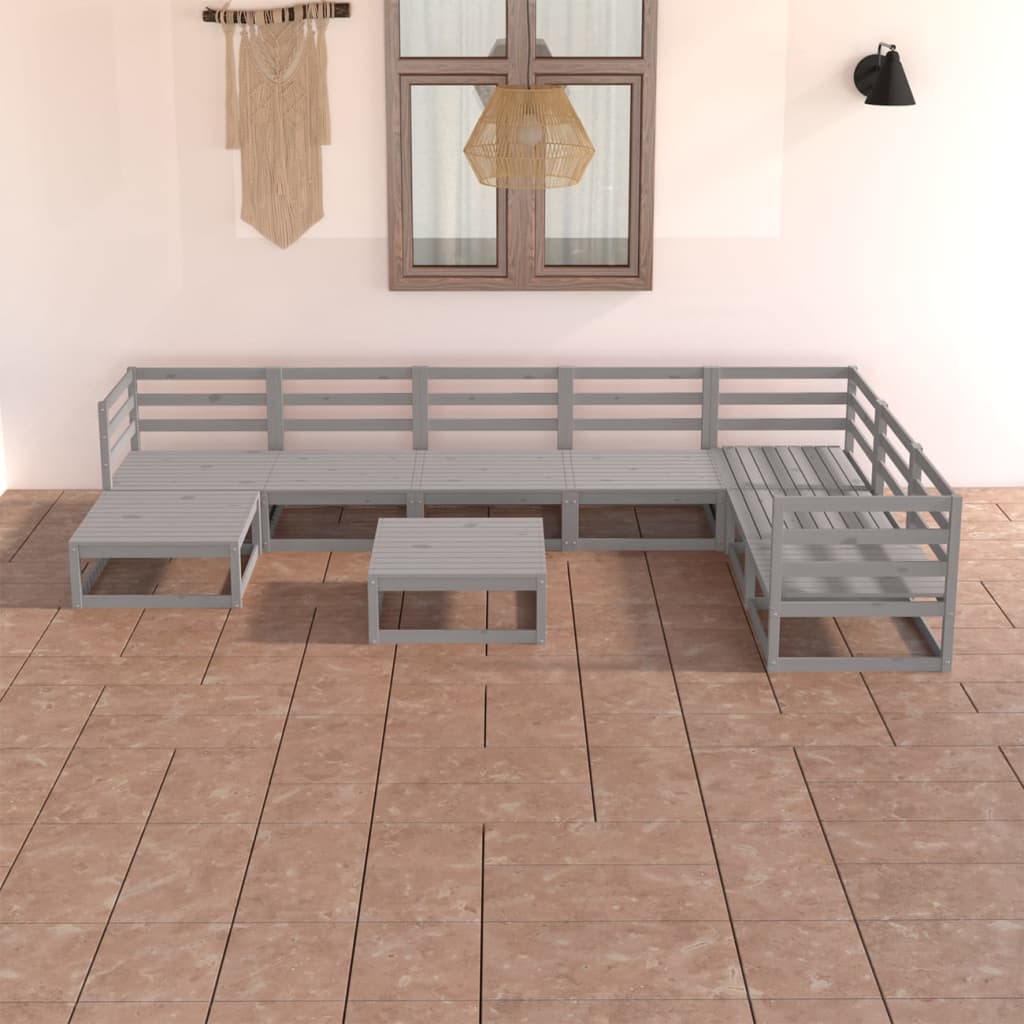 8-delige Loungeset massief grenenhout grijs Tuinsets | Creëer jouw Trendy Thuis | Gratis bezorgd & Retour | Trendy.nl