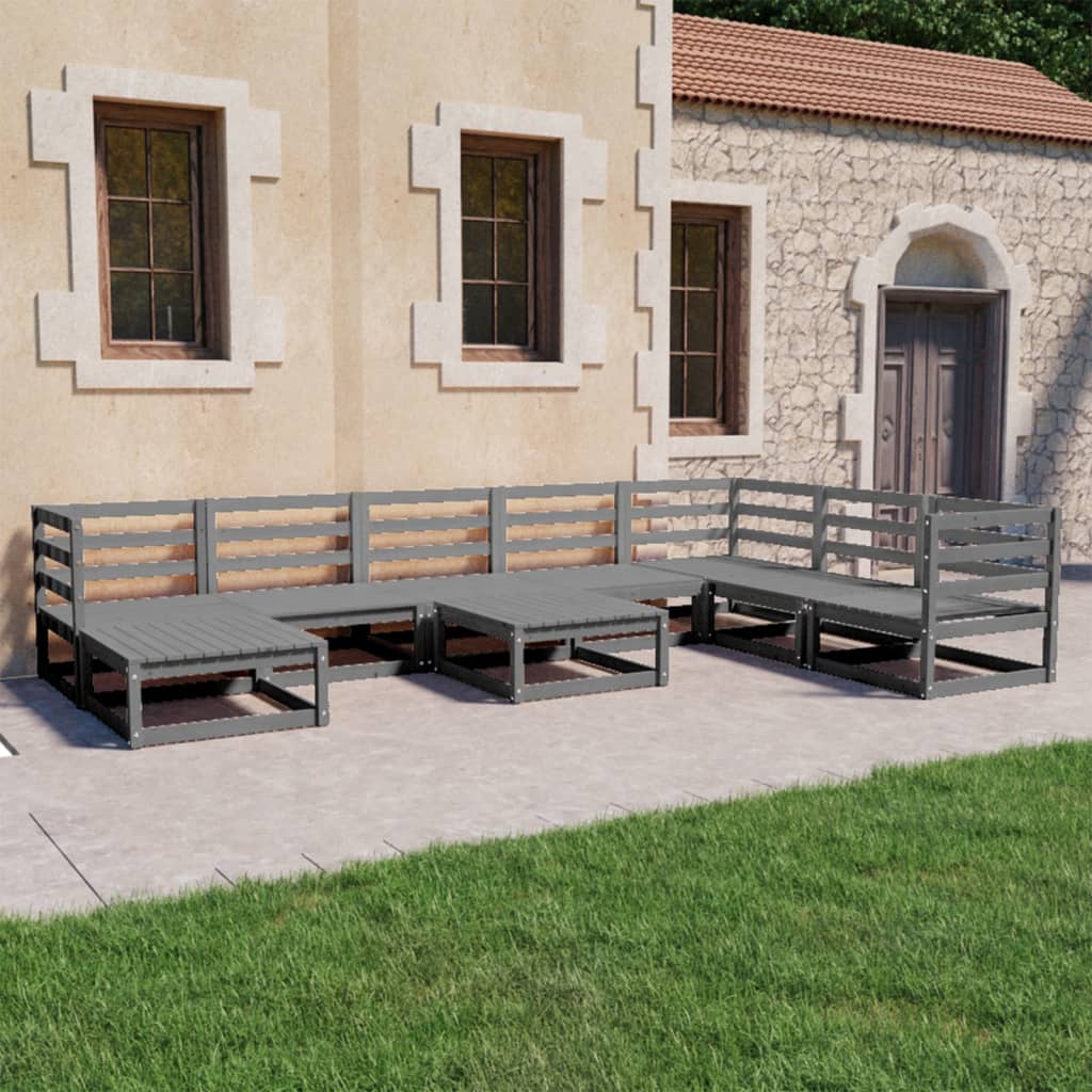 9-delige Loungeset massief grenenhout grijs Tuinsets | Creëer jouw Trendy Thuis | Gratis bezorgd & Retour | Trendy.nl