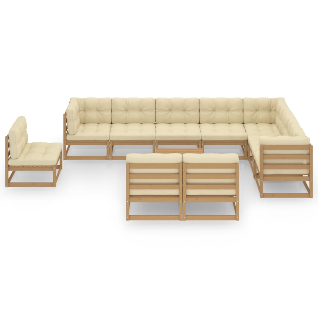 11-delige Loungeset met kussens massief grenenhout honingbruin Tuinsets | Creëer jouw Trendy Thuis | Gratis bezorgd & Retour | Trendy.nl