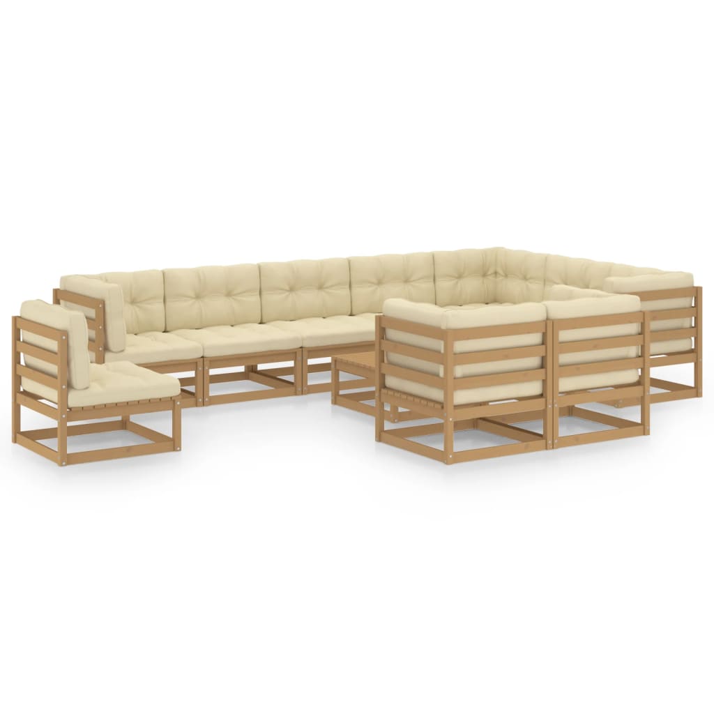 11-delige Loungeset met kussens massief grenenhout honingbruin Tuinsets | Creëer jouw Trendy Thuis | Gratis bezorgd & Retour | Trendy.nl