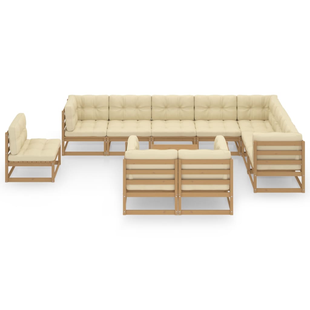 11-delige Loungeset met kussens massief grenenhout honingbruin Tuinsets | Creëer jouw Trendy Thuis | Gratis bezorgd & Retour | Trendy.nl