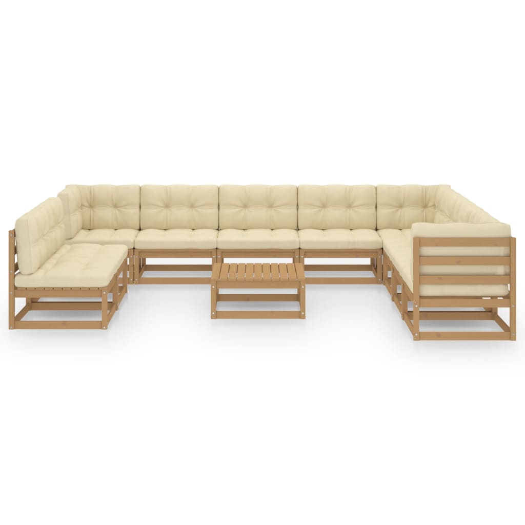 11-delige Loungeset met kussens massief grenenhout honingbruin Tuinsets | Creëer jouw Trendy Thuis | Gratis bezorgd & Retour | Trendy.nl