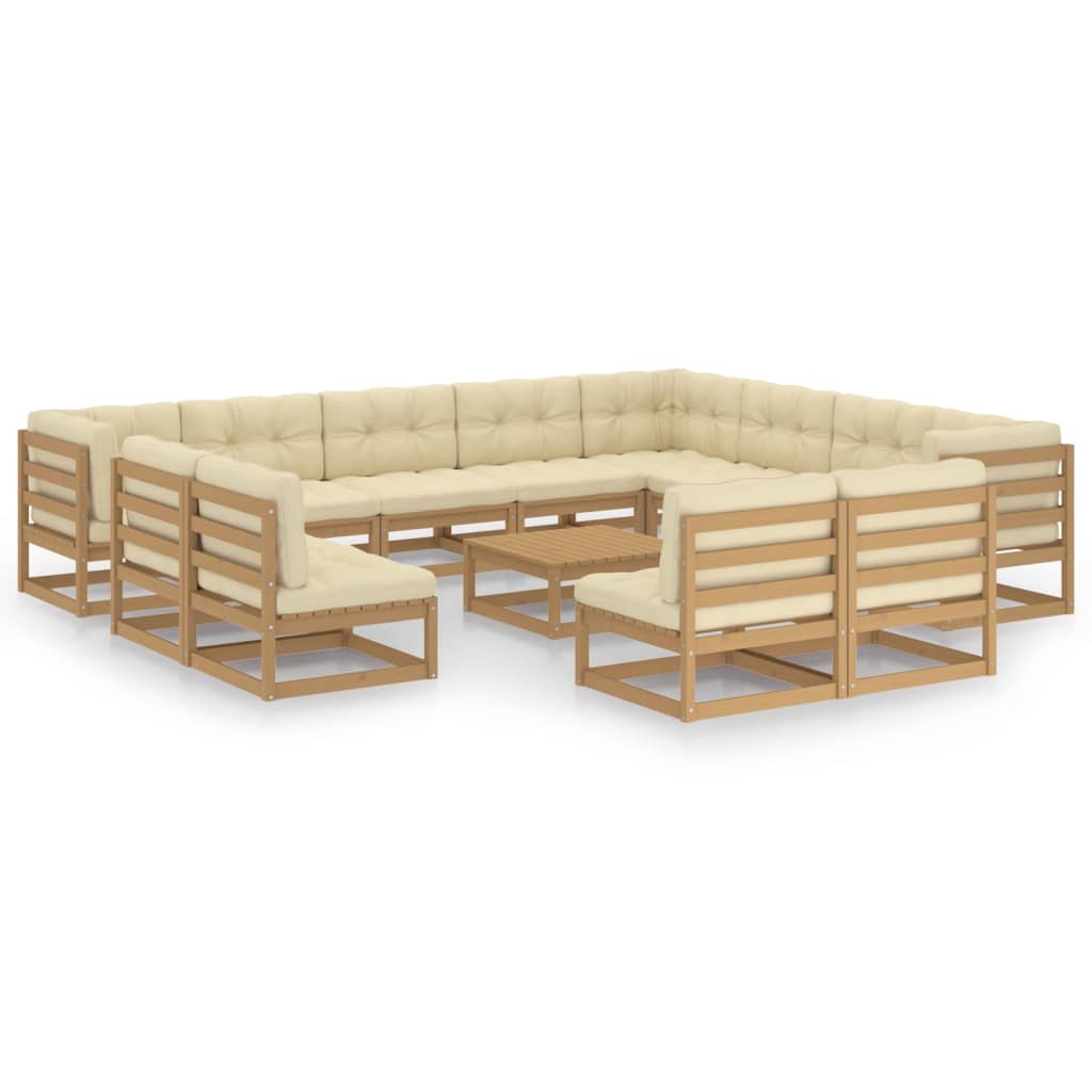 13-delige Loungeset met kussens massief grenenhout honingbruin Tuinsets | Creëer jouw Trendy Thuis | Gratis bezorgd & Retour | Trendy.nl