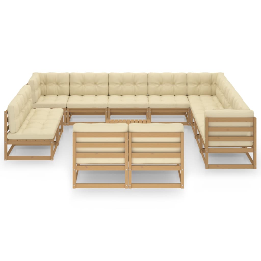 13-delige Loungeset met kussens massief grenenhout honingbruin Tuinsets | Creëer jouw Trendy Thuis | Gratis bezorgd & Retour | Trendy.nl