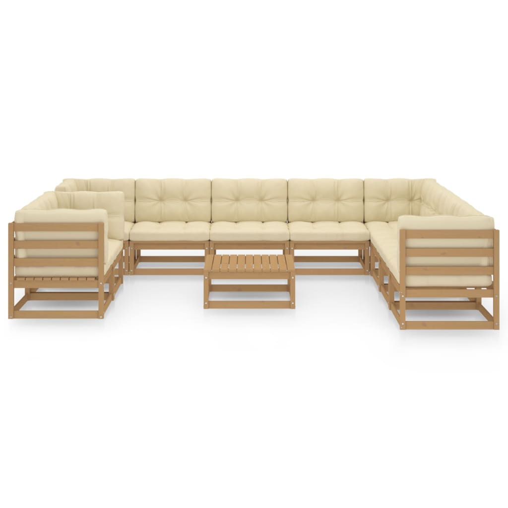 11-delige Loungeset met kussens massief grenenhout honingbruin Tuinsets | Creëer jouw Trendy Thuis | Gratis bezorgd & Retour | Trendy.nl