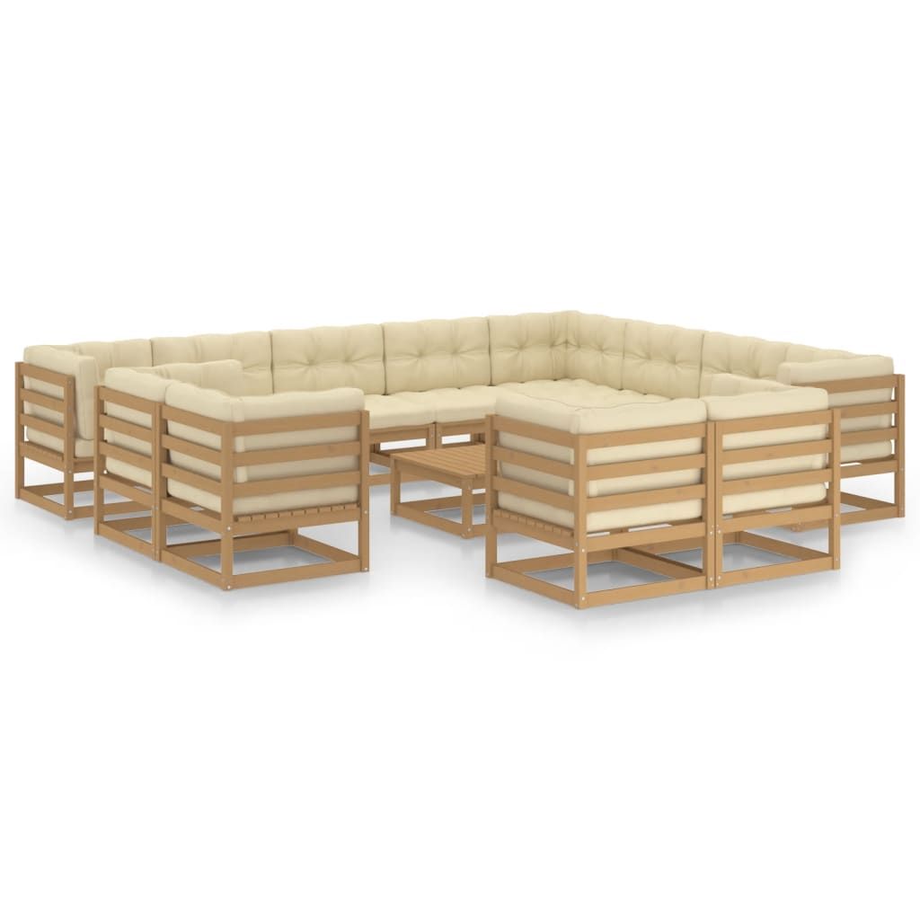 13-delige Loungeset met kussens massief grenenhout honingbruin Tuinsets | Creëer jouw Trendy Thuis | Gratis bezorgd & Retour | Trendy.nl