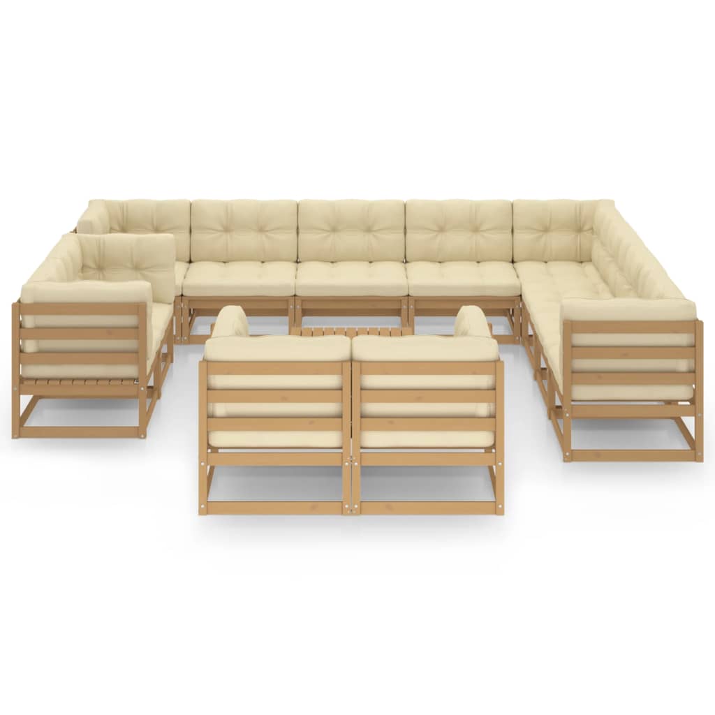 13-delige Loungeset met kussens massief grenenhout honingbruin Tuinsets | Creëer jouw Trendy Thuis | Gratis bezorgd & Retour | Trendy.nl