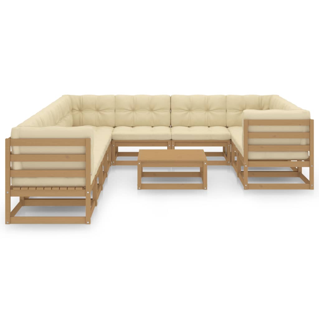 11-delige Loungeset met kussens massief grenenhout honingbruin Tuinsets | Creëer jouw Trendy Thuis | Gratis bezorgd & Retour | Trendy.nl